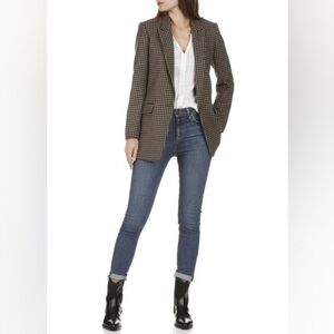 SANDRO Houndstooth Single Button Blazer In Brown